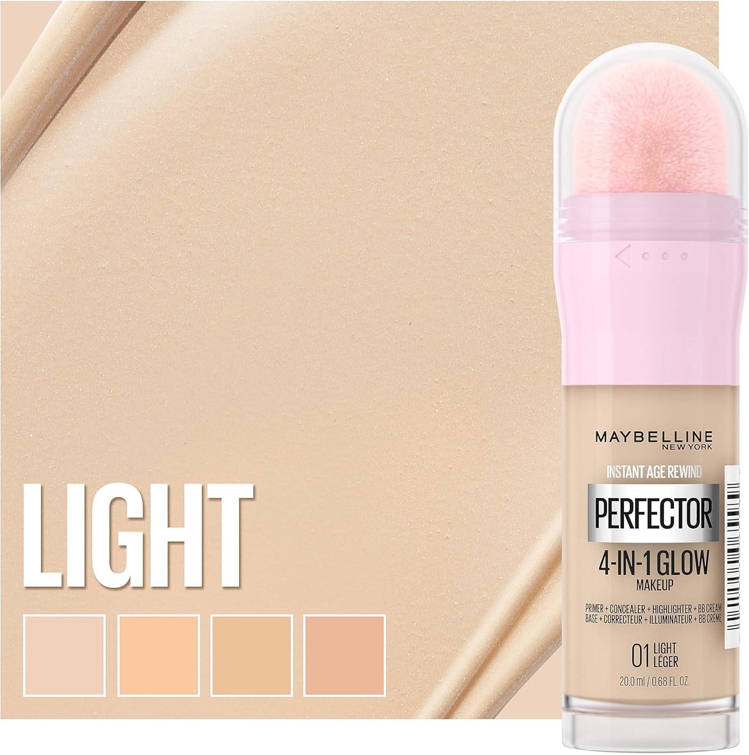 Maybelline New York 4-In-1 Make up Instant Perfector Glow, No. 01 Light, 20 Ml + Instant Anti-Age Effect Concealer No. 01 Light, 6.8 Ml - 02 Medium + 04 Honey image number 2
