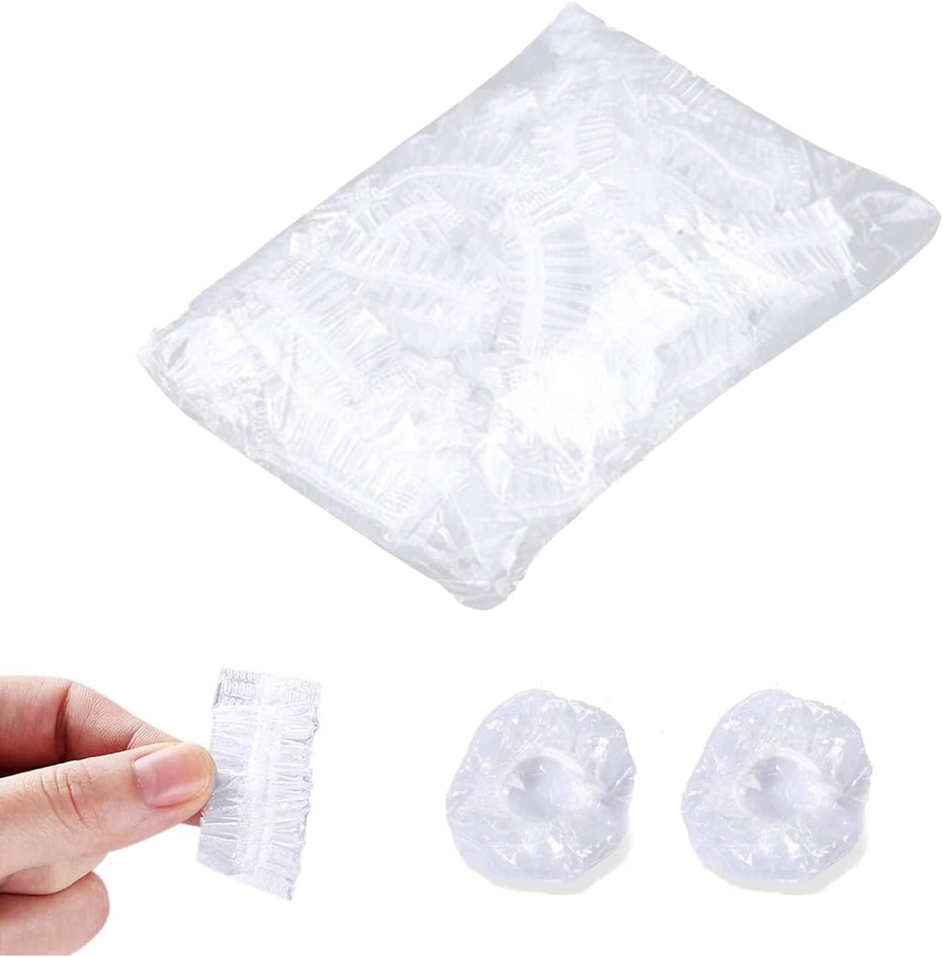 NITAIUN 200 Pcs Clear Ear Protectors Plastic Elastic Waterproof Ear Covers Cap Earmuffs for Hair Dye Shower Bathing Home Use Hotel Spa Hair Salon Treatment (Clear) image number 5