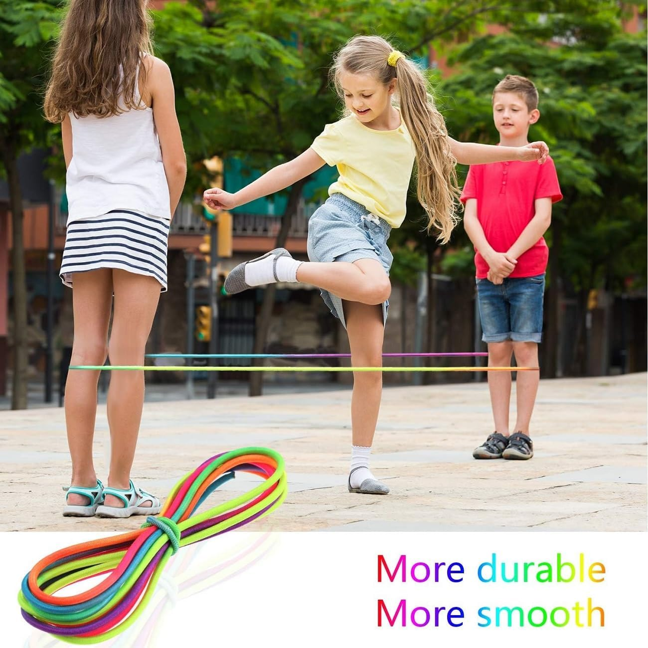 WADY 5 M Colorful Elastic Rubber Skipping Rope, Chinese Jump Rope for Outdoor Sports & Fitness,Durable Jumping Rope for Children image number 6