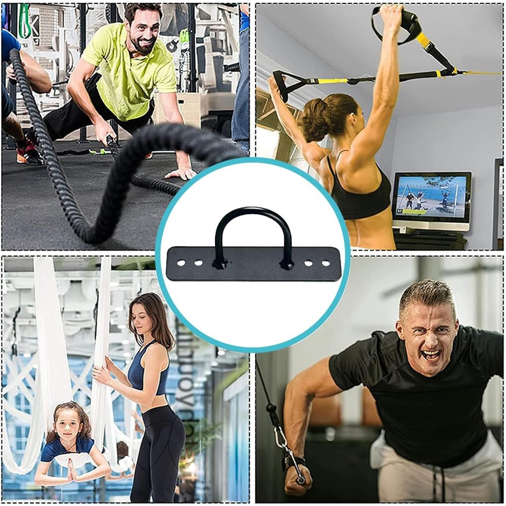 2 Pack Battle Rope Anchors, Training Rope Holders with Accessories for Hanging Straps Gymnastics Rings, Bodyweight Strength Training, Yoga Swing Hammock, Boxing Equipment (Black) image number 2