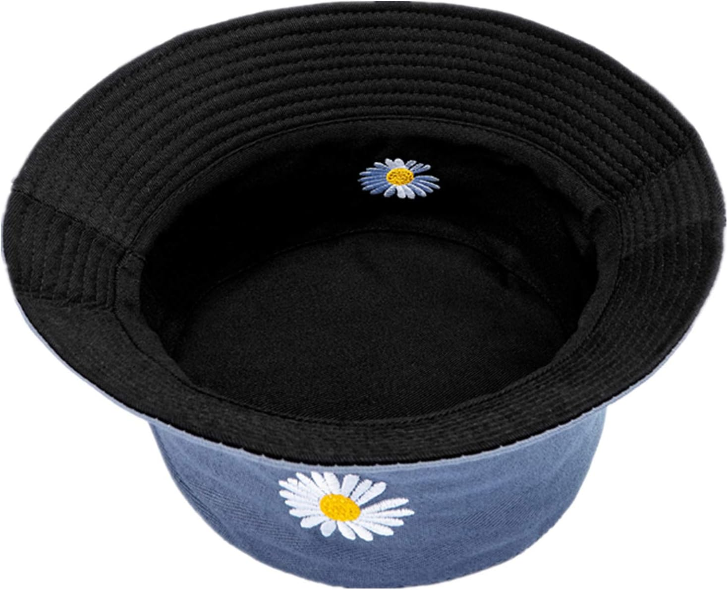 Flower Embroidery Hat Summer Travel Bucket Reversible Full Flower Beach Sun Hat Vistor Outdoor Cap image number 2