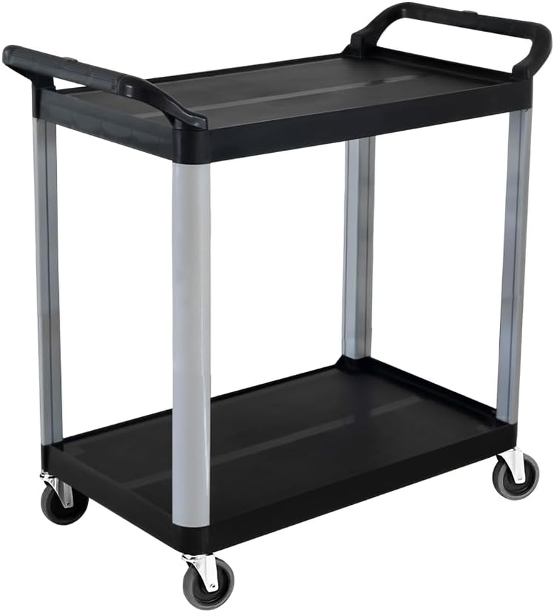 SOGA 2 Tier Food Trolley Portable Kitchen Cart Multifunctional Big Utility Service with Wheels 845X430X940Mm Black image number 4