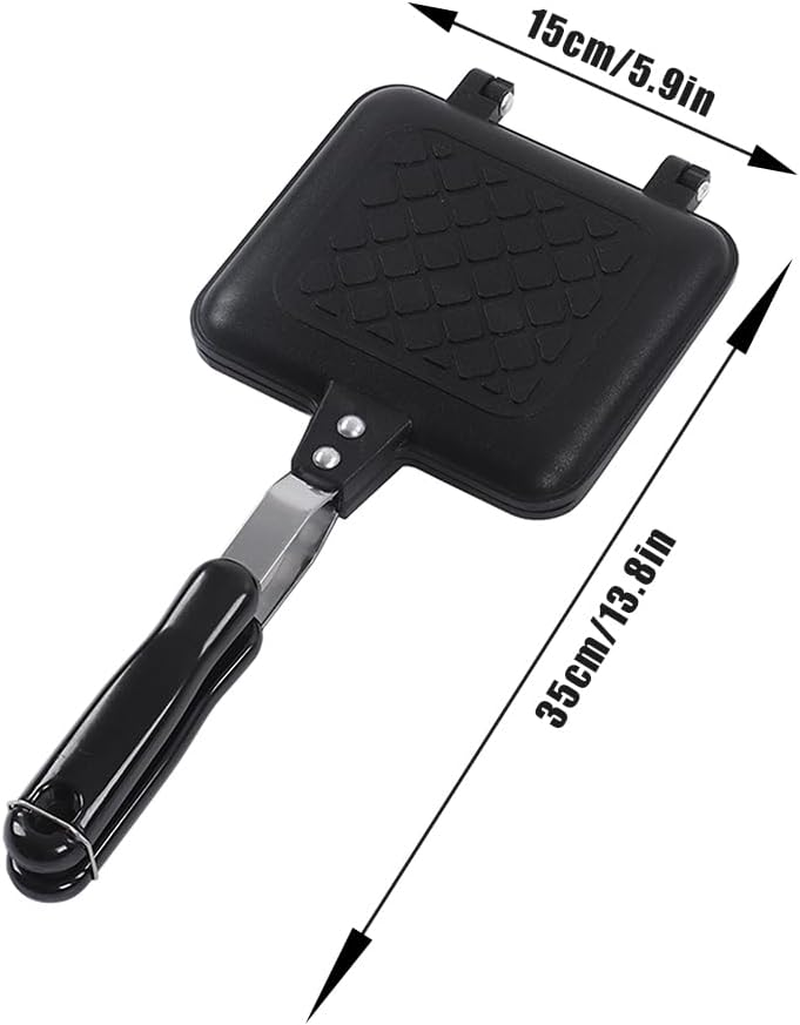 Lwuey Stovetop Sandwich Maker, Grilled Sandwiches Panini Maker Pan with Non Stick Plates Aluminum Flip Double Sided Pan Toasted Frying Pans Press Baking Pot Toaster Grilling Breakfast Home Kitchen image number 6