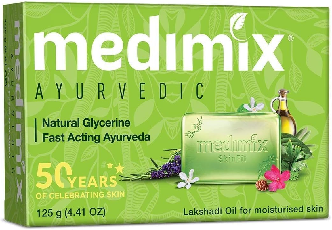 Medimix Herbal Handmade Ayurvedic Soap with Natural Glycerine with Lakshadi Oil for Dry Skin Pack of 5 (5 X 125 G)