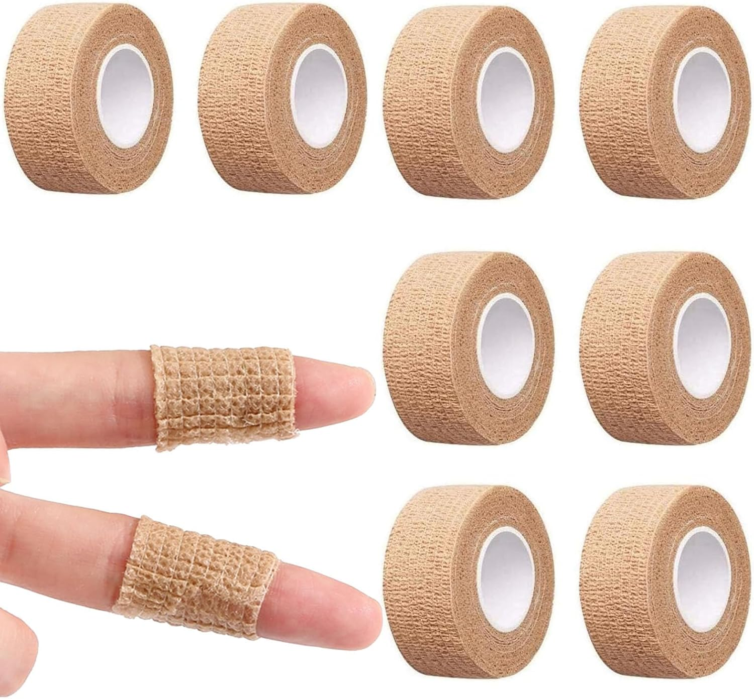 8PCS Cohesive Bandage, Compression Bandage, Rolls Self‑Adhesive Wrap Tape, Adhesive Bandage Tape Skin, Securing Dressings, Skin-Friendly Plaster for Medical Use (2.5Cm X 4M) image number 3