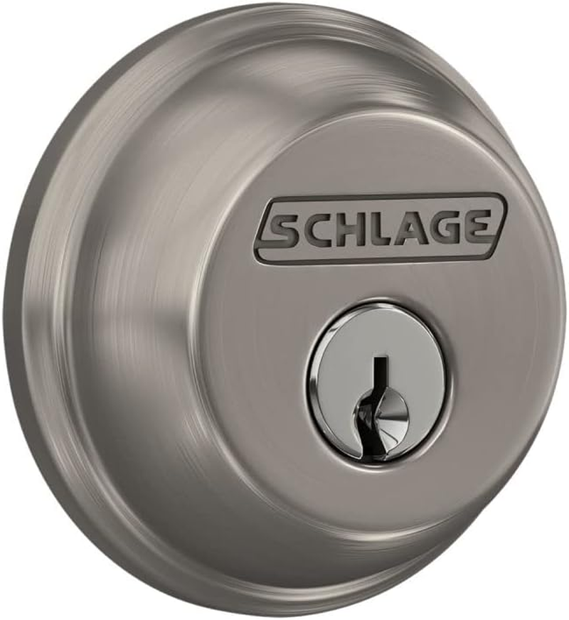Schlage B60N Single Cylinder Deadbolt, Satin Nickel image number 1