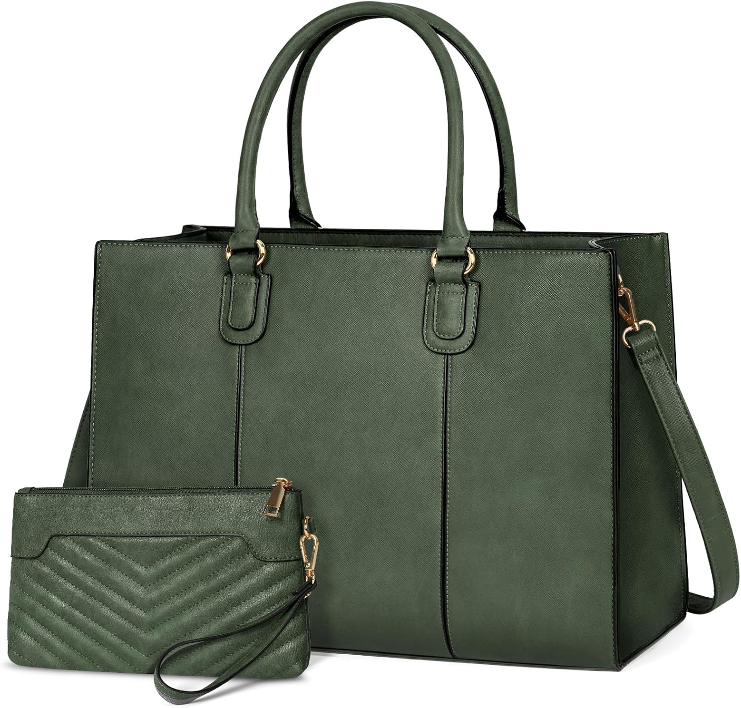 NEWHEY Laptop Bag for Women 15.6 Inch Work Tote Leather Computer Bag with Clutch Purse Professional Office Briefcase Waterproof Handbag Shoulder for Business Travel College image number 5