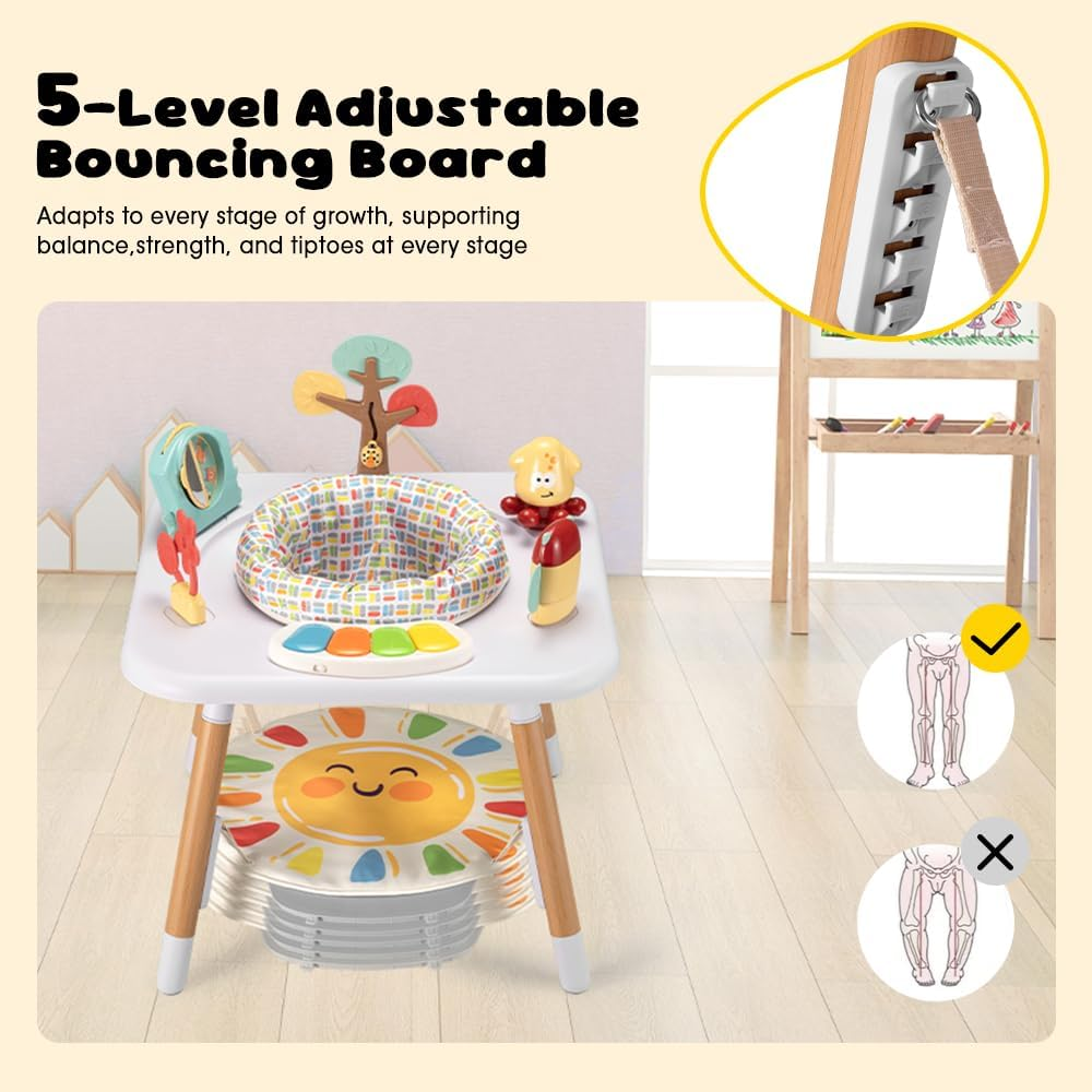 Playpals Baby Activity Center, Baby Jumpers and Bouncers with 6 Removable Toys, 360&deg; Rotary Seat, 5 Adjustable Heights, Interactive Play Center for Toddlers Boys Girls 6 Months+ (White) image number 5