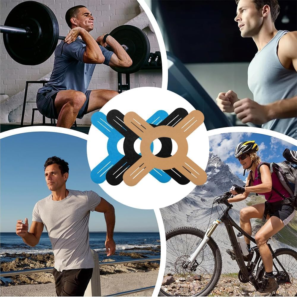 Breathable Precut Sports Athletic Strips Tape Knee Support Stickers, 10Pcs Elastic Athletic Strips Knee Support Patch Stickers, Precut Kinesiology Tape for Knees, Khaki image number 2