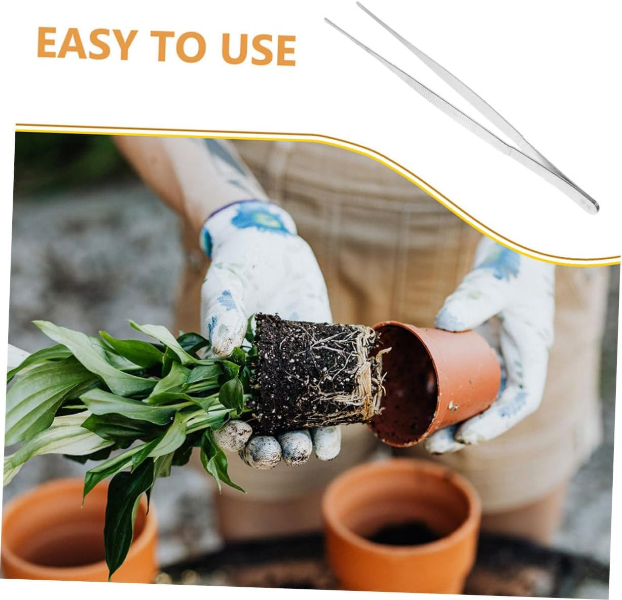 BESPORTBLE 10Pcs Gardening Tweezer Set Serrated Tip 18Cm Long Plant Tweezers for Bonsai Craft and Garden Use Portable Household Garden Tool image number 4