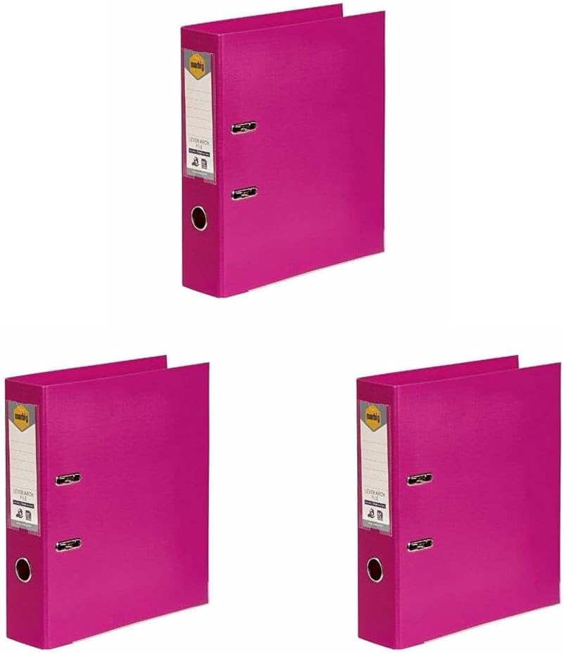 Marbig Lever Arch File A4 Pe Pink (Pack of 3) image number 4