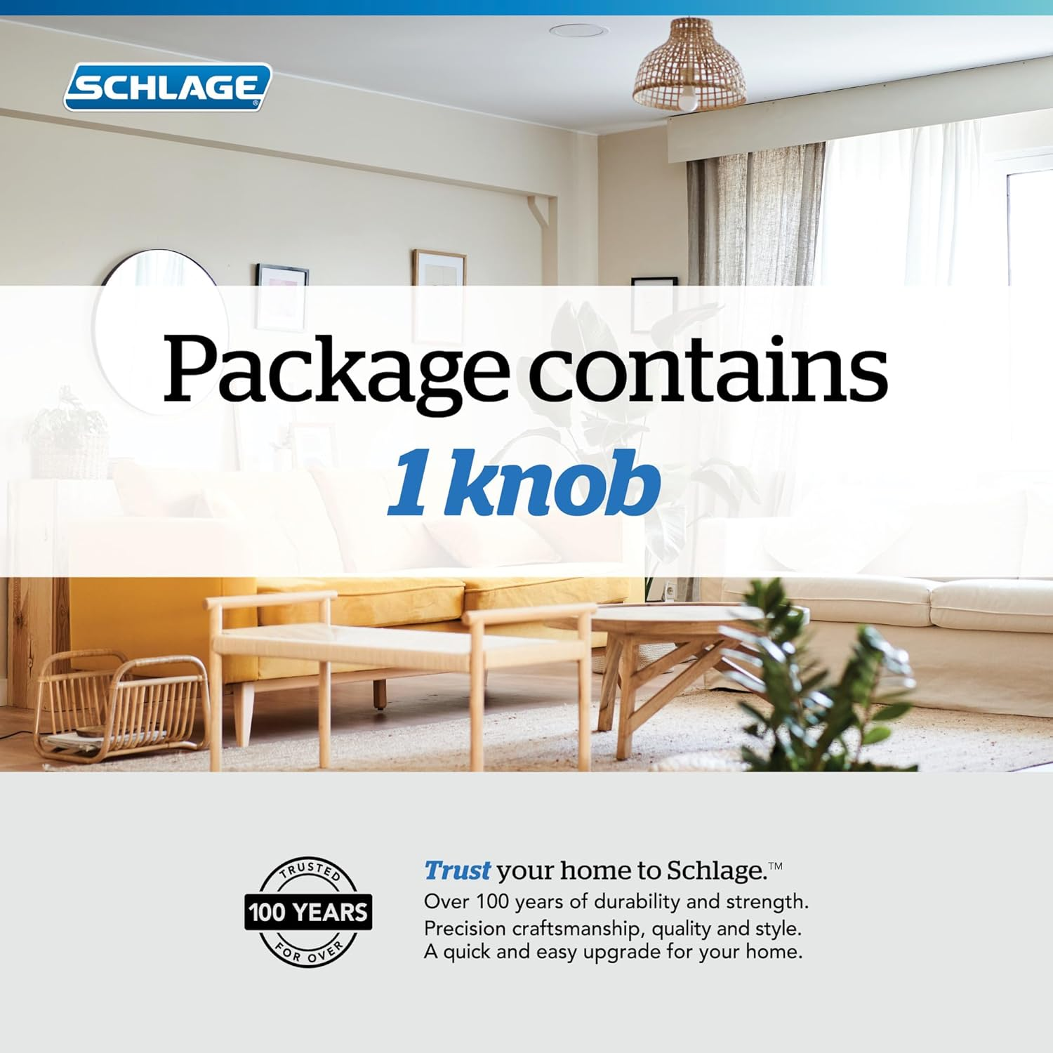 Schlage F170 BWE 619 GSN Greyson Collection Bowery Dummy Trim Knob, Satin Nickel image number 2