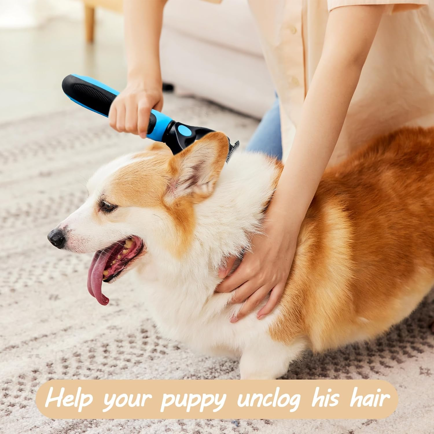 Undercoat Brush for Dogs, 17 Teeth 9 Teeth 2 in 1 Animals Dog Brush Cat Brush, Pet Detangling Comb, Dematting Comb for Dogs and Cats, Long Hair, Medium Hair, Curly Hair Undercoat Brush image number 5