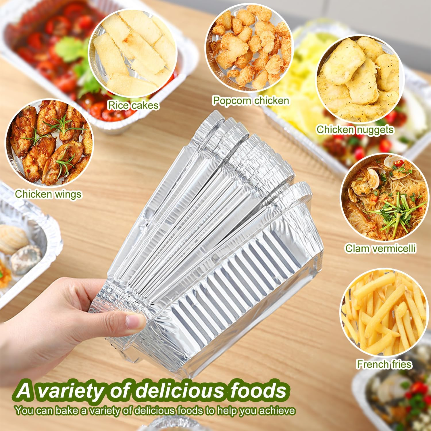 60Pcs Foil Trays with Lid, 21X14X5Cm Aluminium Foil Pan Foil Food Containers- Disposable Food Containers Takeaway Box BBQ Oven Baking for Cooking, Heating,Baking, Meal Prep and Freezer,Takeout
