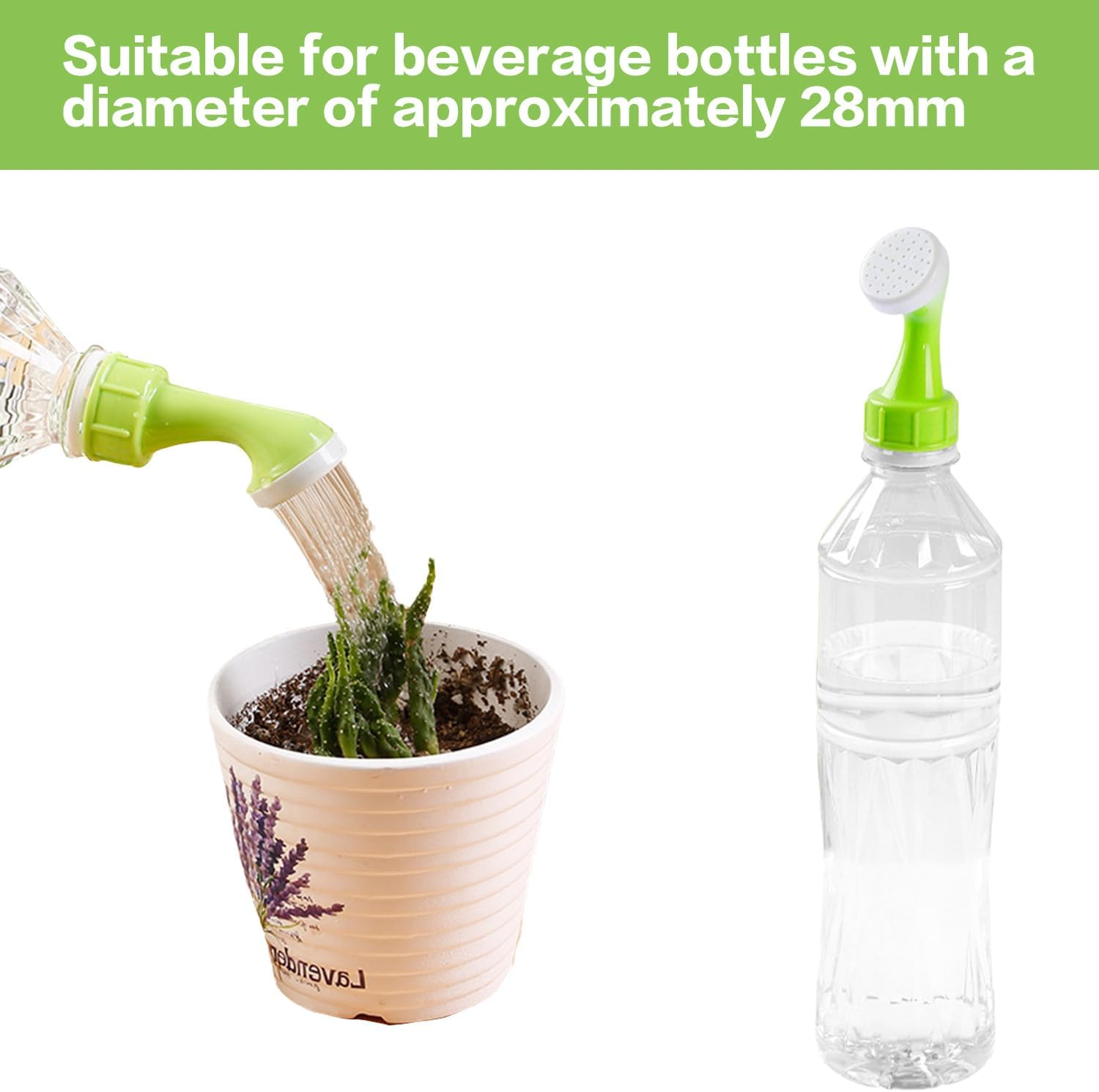 Portable Long Spout Watering Can &ndash; 2 Pack Small Potted Plant Sprinkler, Household Gardening Flower Sprayer, Compatible with Beverage Bottles for Indoor & Outdoor Plants image number 3