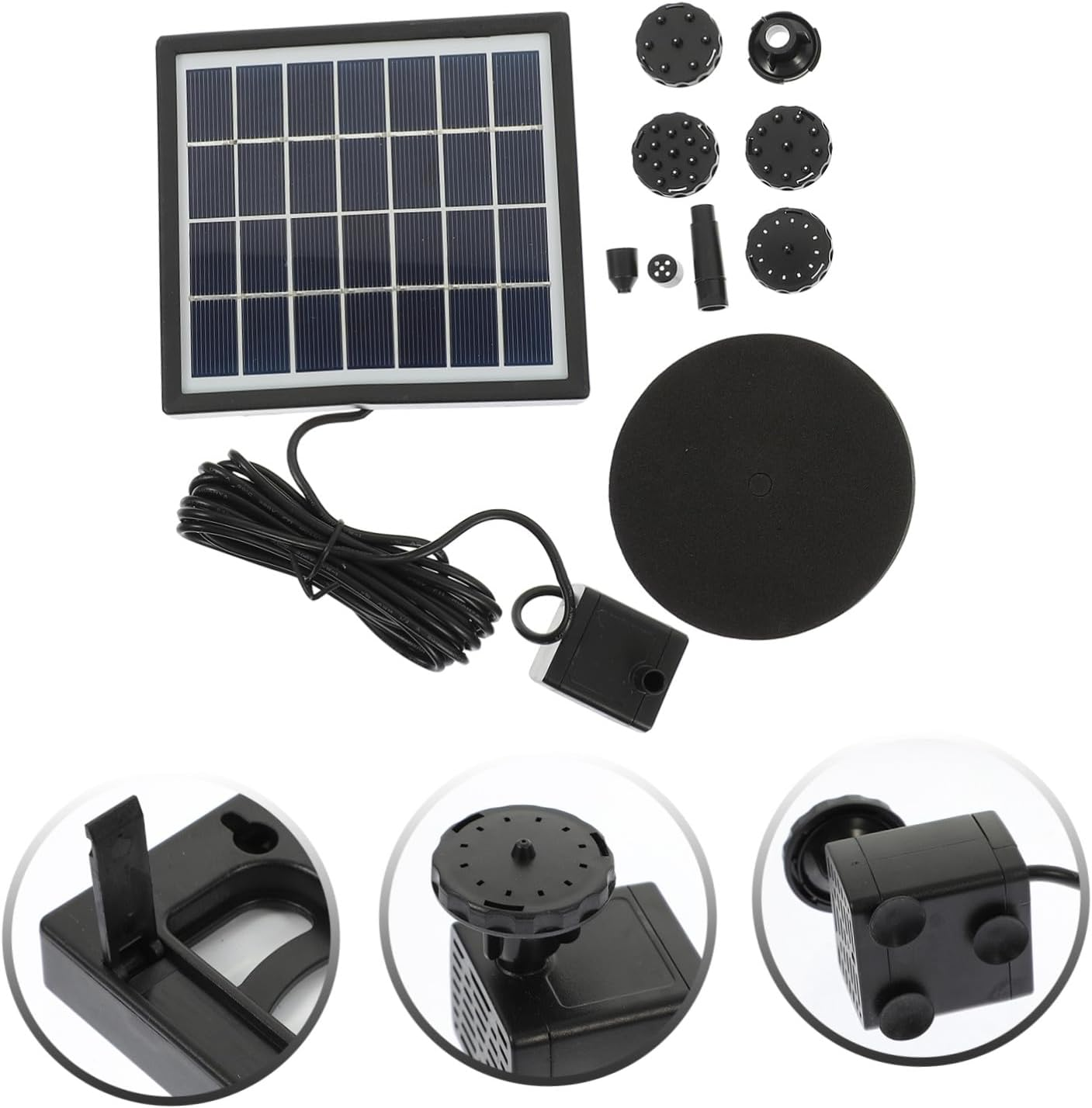 Garneck Solar-Powered Garden Fountain Pump for Bird Bath Plastic and Stainless Steel Water Pump Clean Outdoor Decoration Automatic Solar Fountain for Patio image number 1