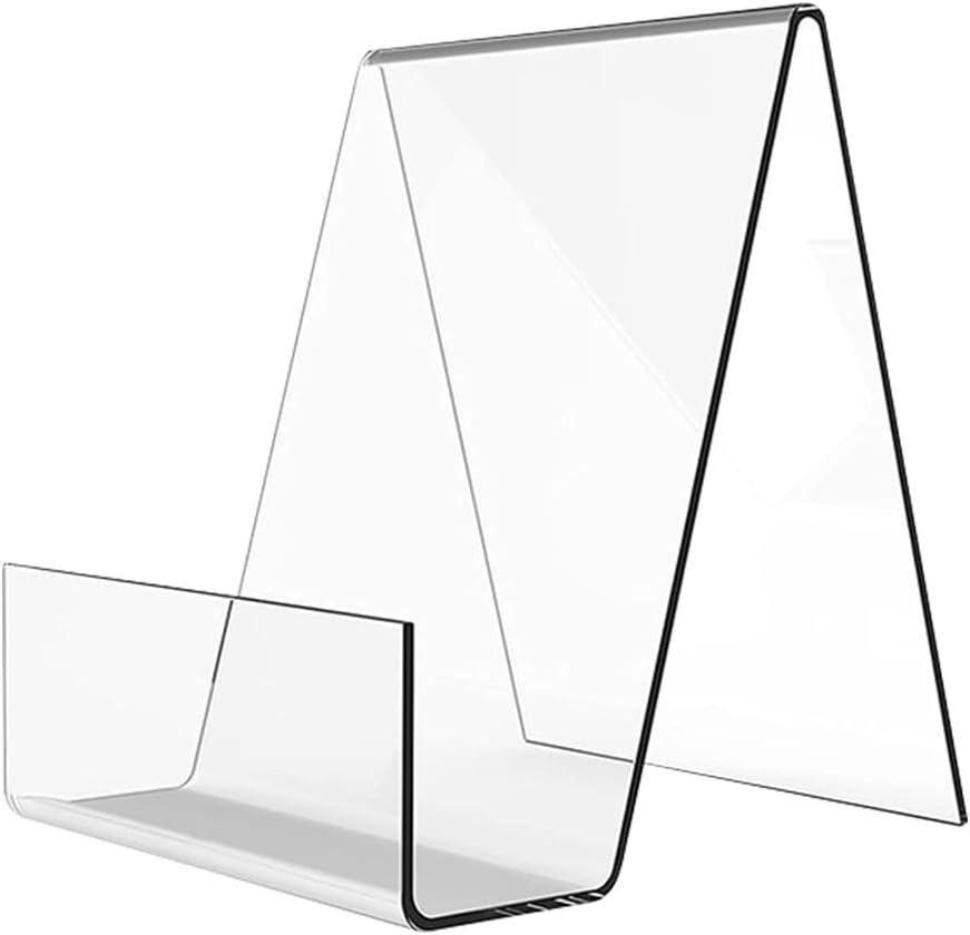 STOBOK 2Pcs Acrylic Book Stand Clear Display Racks Slip-Resistant Table Stands for Books Files and Artwork Calendar Brackets for Home and Office Use