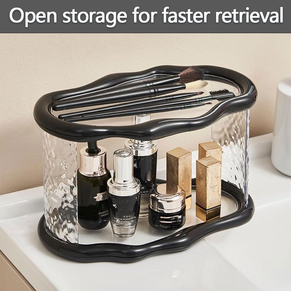 2-Tier Cloud-Inspired Acrylic Organizer &ndash; Black Vanity Storage Rack for Bathroom, Bedroom, and Dressing Table, Perfume Makeup Skincare Cosmetic Holder image number 6