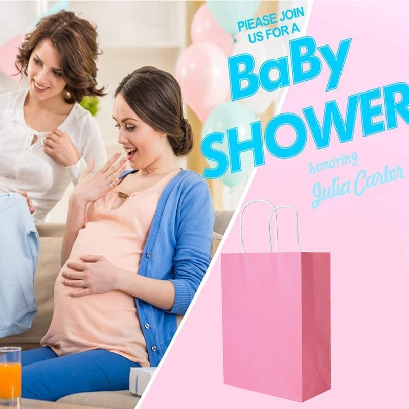 100 Pack Small Rose Red Paper Gift Bags with Handles 15X8X21Cm / 5.9"X3.1"X8.3" Bulk Small Gift Bags, Rose Red Paper Gift Bags, Party Favor Bags Goody Bags, Candy Bags, Treat Bags, Rose Red Kraft Bags