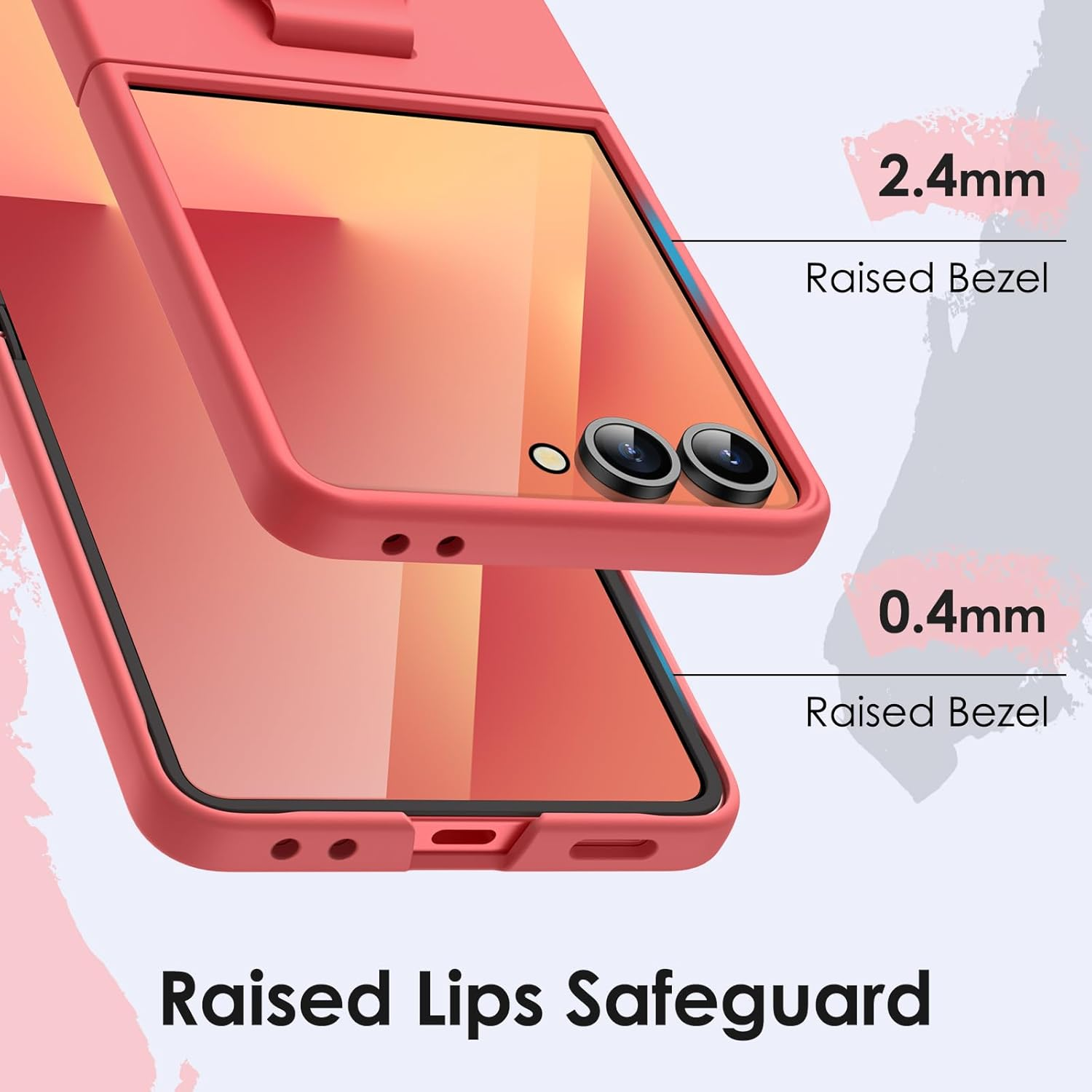 Jetech Case for Samsung Galaxy Z Flip 7 2025 with Ring, Hard PC Slim Shockproof Anti-Scratch Protective Phone Cover (Coralred) image number 2