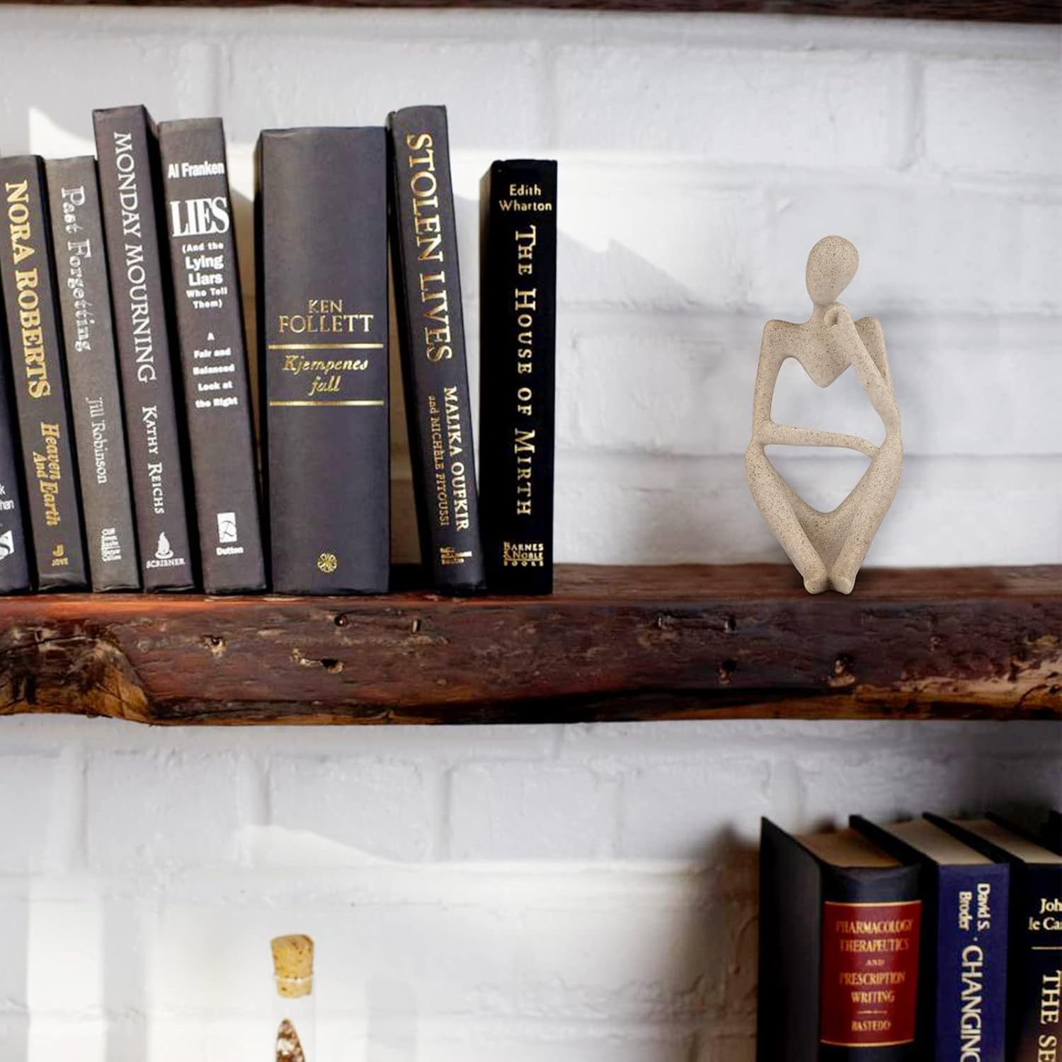 Trycooling the Thinker Statue Abstract Sculpture Resin Statues for Home Decor Modern Home Office Shelf Desktop Bookshelf Decor (Small Sandstone, Right) image number 3