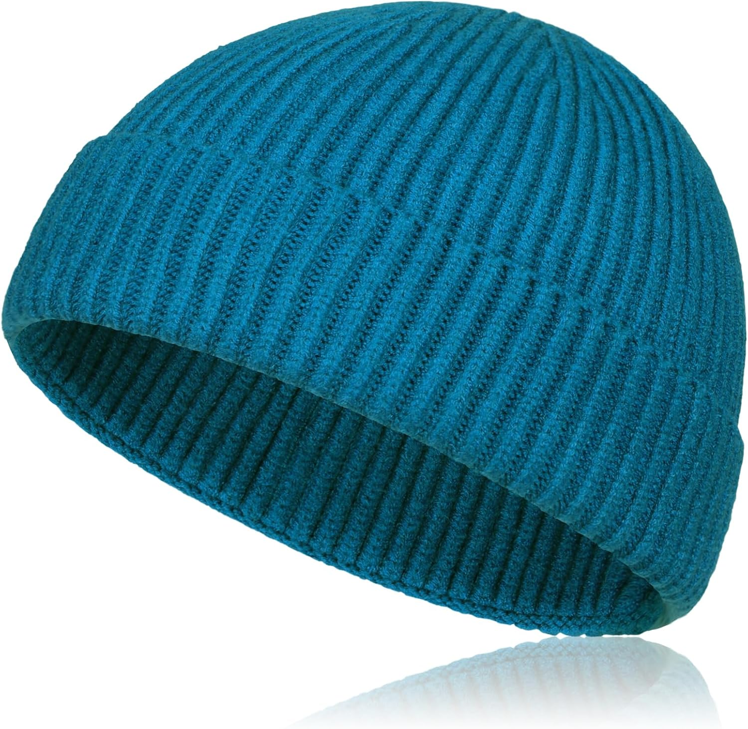 Wool Short Fisherman Beanie for Men Women, Knit Cuff Trawler Beanie Caps Winter Warm Hats