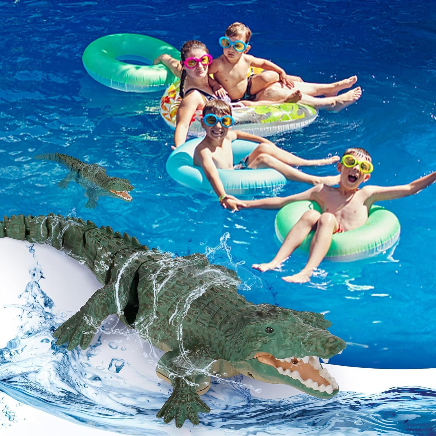 Remote Control Crocodile High Simulation RC Crocodile Boat Water Toys for Swimming Pool Lakes Bathroom, Great Gift RC Boat Alligator Toys for 6+ Year Old Boys and Girls image number 6