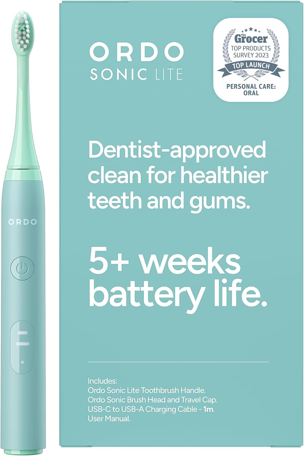 Ordo Sonic Lite | Sonic Toothbrush with 35,000 Pulses/Min | Electric Toothbrush for Adults | Dual Modes | 5+ Weeks Battery | Smart Timer | Waterproof | USB-C Stone - Petal image number 5