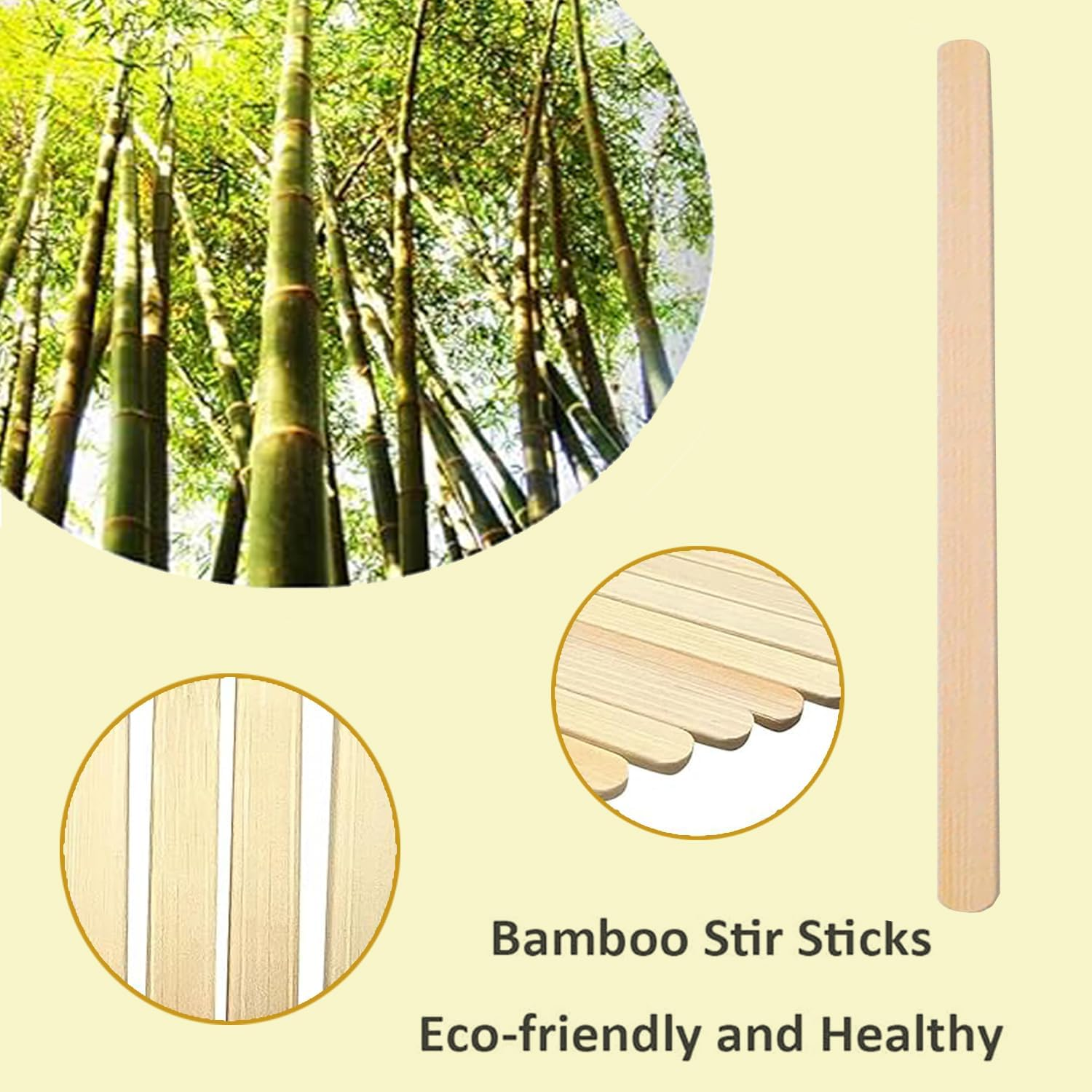 Lxcshljx 200Pcs Individually Wrapped Coffee Stirring Sticks, 5.5 Inch Disposable Bamboo Beverage Mixing Rod, round End Hot Drinks Stirrers Paddles, Stir Sticks for Cocktail Tea Coffee Honey Milk Paint image number 3