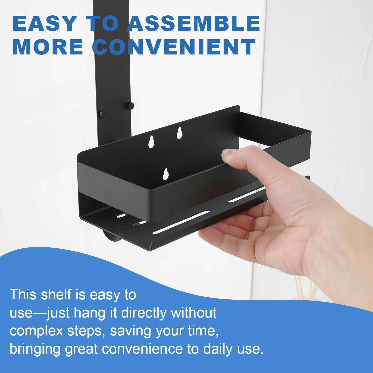 Hiendure Shower Caddy over Door Black - 2 Tier Haning Shower Caddy Shelf Rack, Stainless Steel Shower Organizer No Drilling Bath Shower Storage