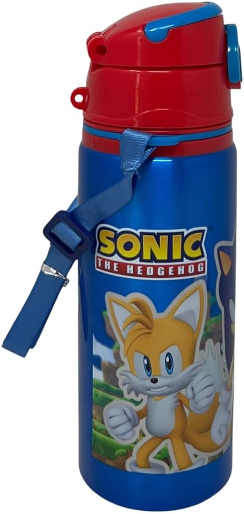 Aluminium Water Bottle with Straw Sonic 730Ml Automatic Pop up Bottle for Kids Shoulder Strap Supplied - Bluey image number 4