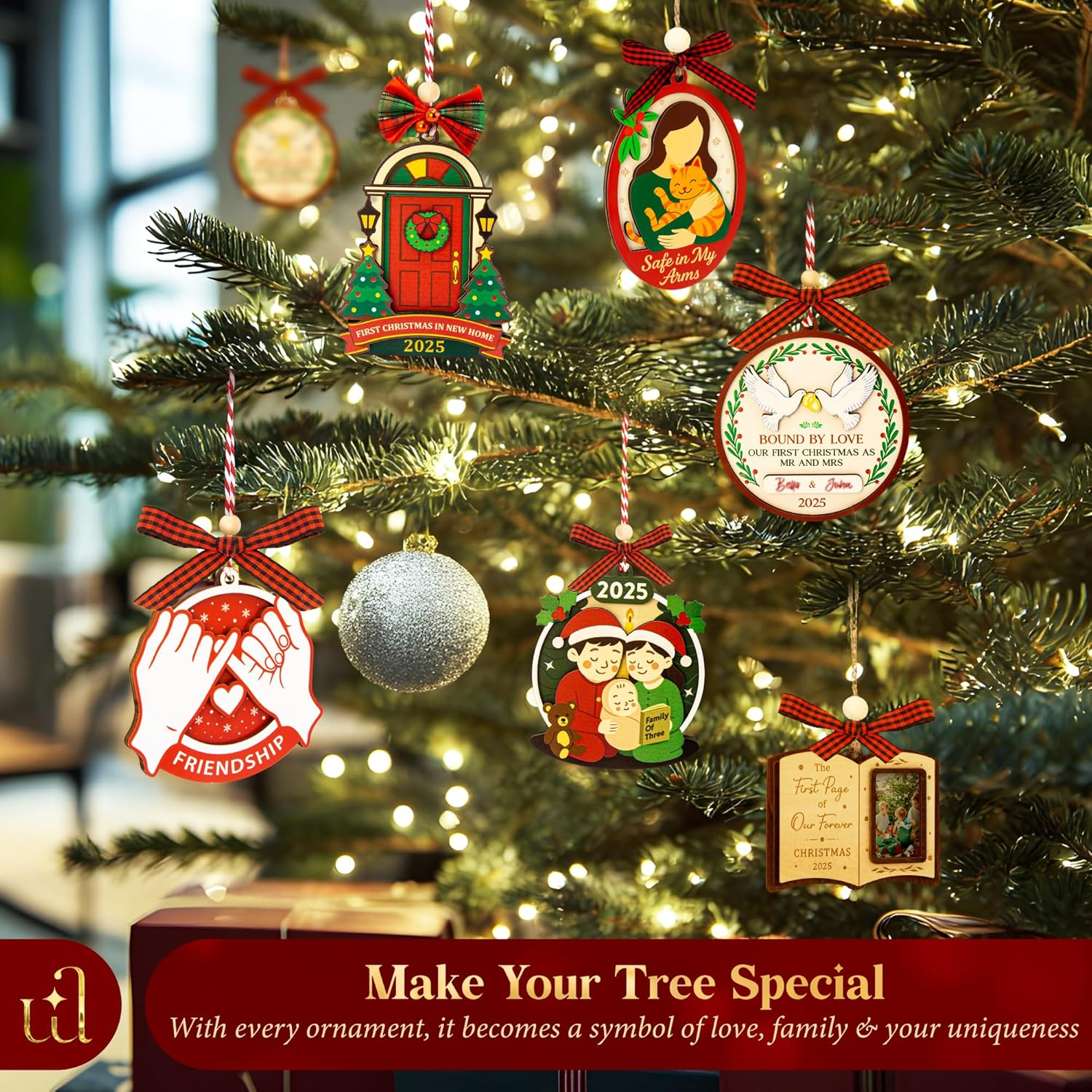 New Home Ornament 2025 - Our First Home Ornament 2025 for Christmas Tree Decorations, Christmas Ornaments New Homeowner Gifts Ideas, House Warming Gifts for Couples - Brown image number 3