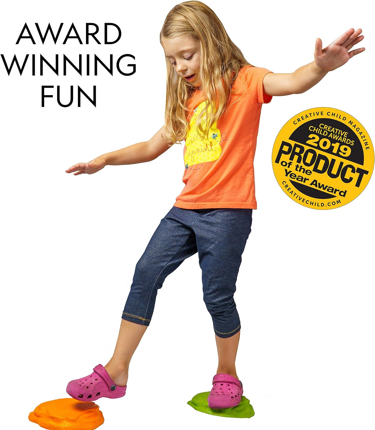 National Geographic Stepping Stones for Kids &ndash; 10 Durable Stones Encourage Toddler Balance & Gross Motor Skills, Indoor & Outdoor Toys, Toddler Stepping Stones, Balance Stones, Kids Obstacle Course image number 1