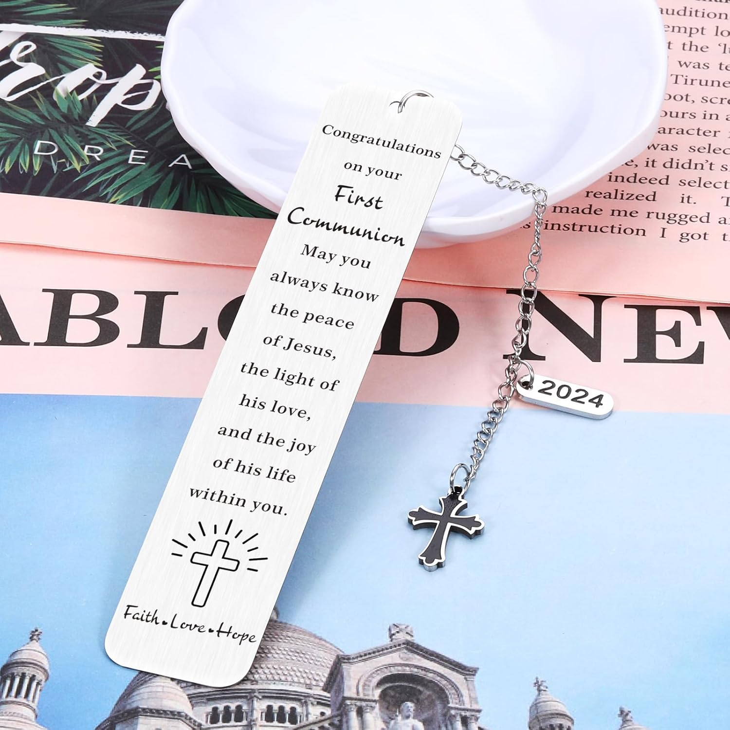 Christian Gifts for Women Men Christian Bookmarks Confirmation Gift for Him Her Baptism Gift for Son Daughter Godson Goddaughter First Holy Communion Gift Cross Book Mark Christian Sacrament Gift image number 4