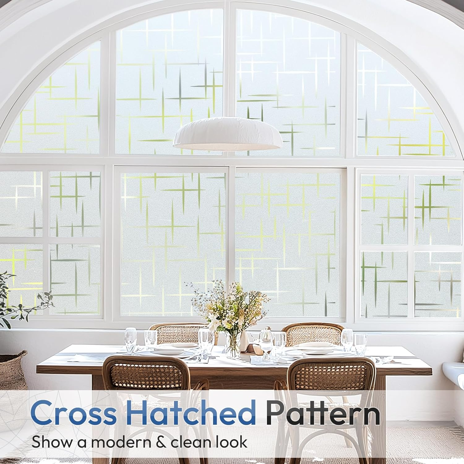 Rabbitgoo 3D Window Privacy Film, Frosted Glass Film for Doors, Non-Adhesive Window Cling, Static Cling Frosting Decorative Window Sticker for Home Office UV Protection, Cross Pattern 90 X 200 Cm image number 4