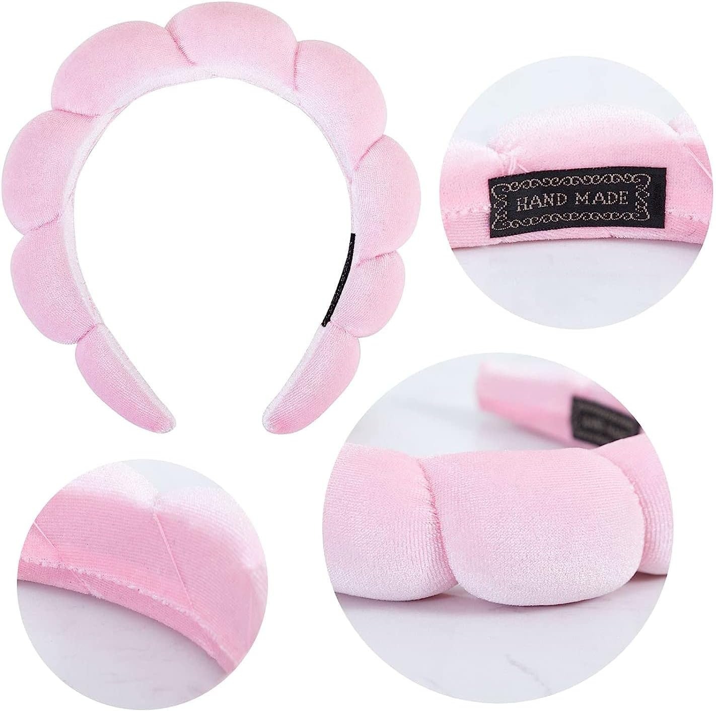 Spa Headband for Washing Face, Makeup Headbands Clips Flowers Metal Hair Clips Women Bride Wedding Hairpin Rhinestone Hair Pins (Pink)