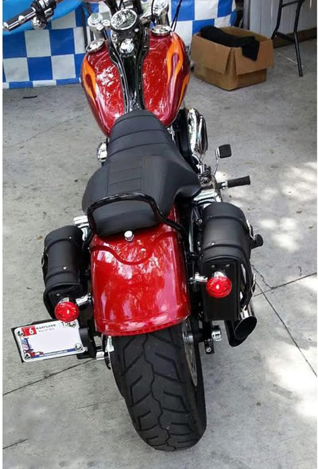 GARGOYLE BELLS Motorcycle Saddle Bags Leather Solo Swing Arm Bag for Softails and Choppers Motorcycle Luggage Bags Left Side Bag for Motorcycle image number 5