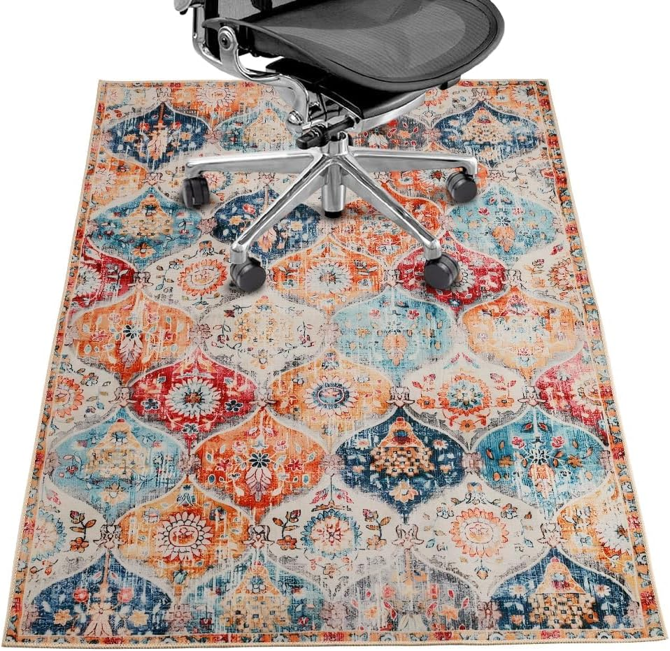 Office Chair Mat for Hardwood Floor & Tile Floor, Xinm 100 * 120Cm Heavy Duty Desk Chair Mat for Hard Floors, Computer Chair Mat anti Slip, Low Pile Carpet Floor Protector Easy to Clean image number 4