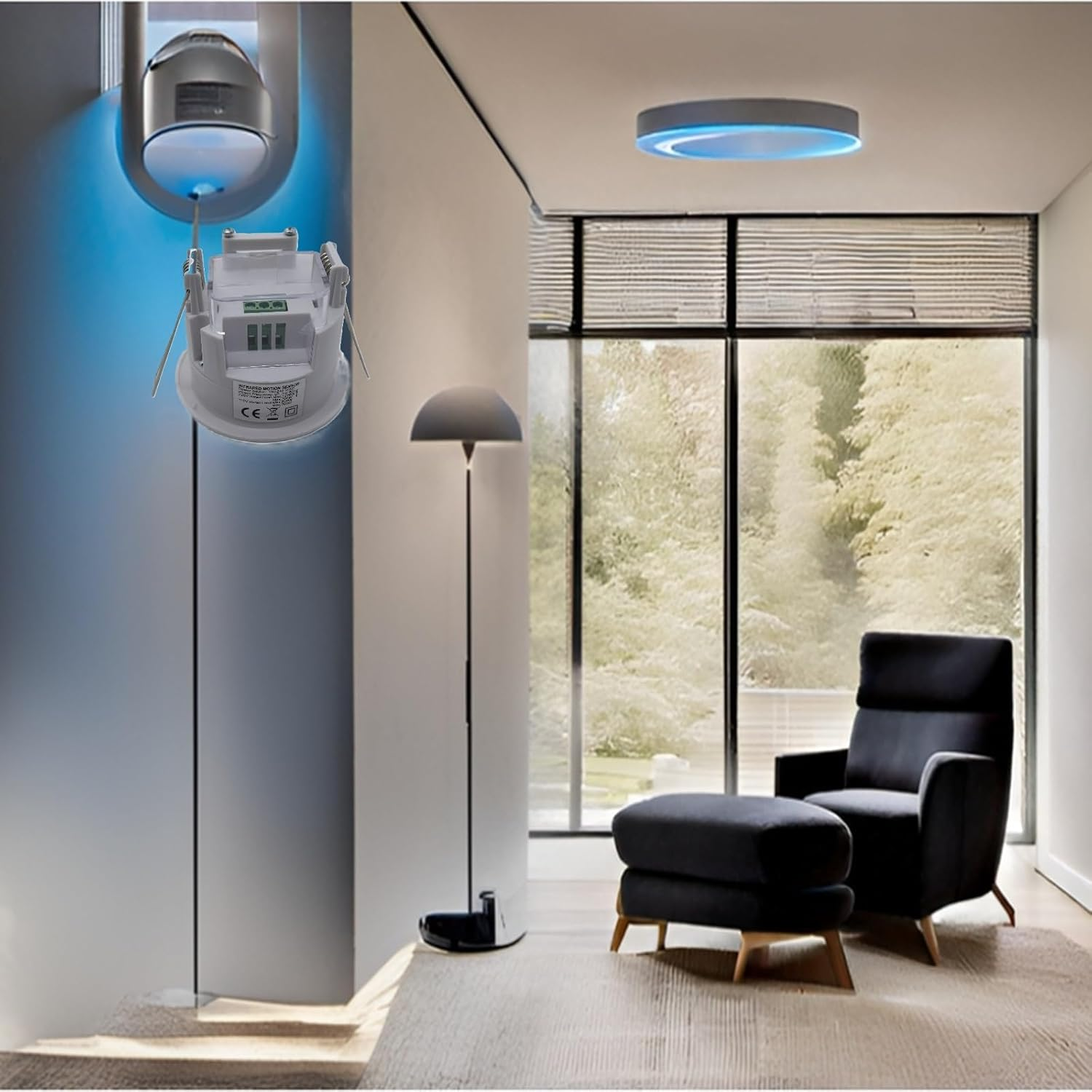 Clearhill PIR Motion Sensor, Ceiling Mount, Embedded Infrared Motion Detector, Embedded Occupancy Sensor, 360&deg; Detection, 240V, Adjustable Timer and Sensitivity, Suitable for LED, Range up to 6M IP42 image number 4