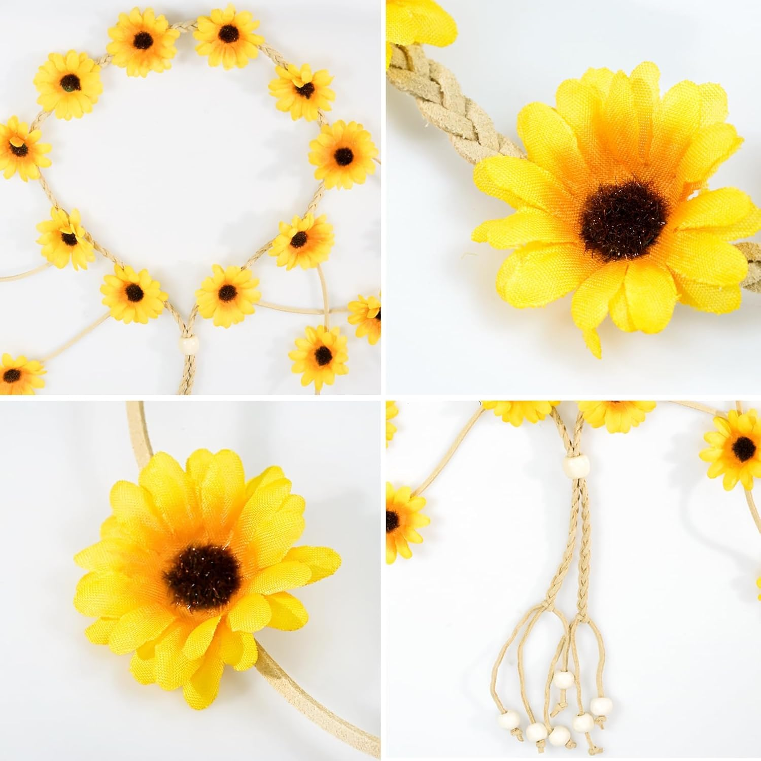 TAXTYHRE Sunflower Hair Accessories, Sunflower Headband, Fashionable Goose Flower Hair Accessories, Adjustable Flowers Headband for Women Girls Beach Wedding Carnival Party, Yellow image number 4
