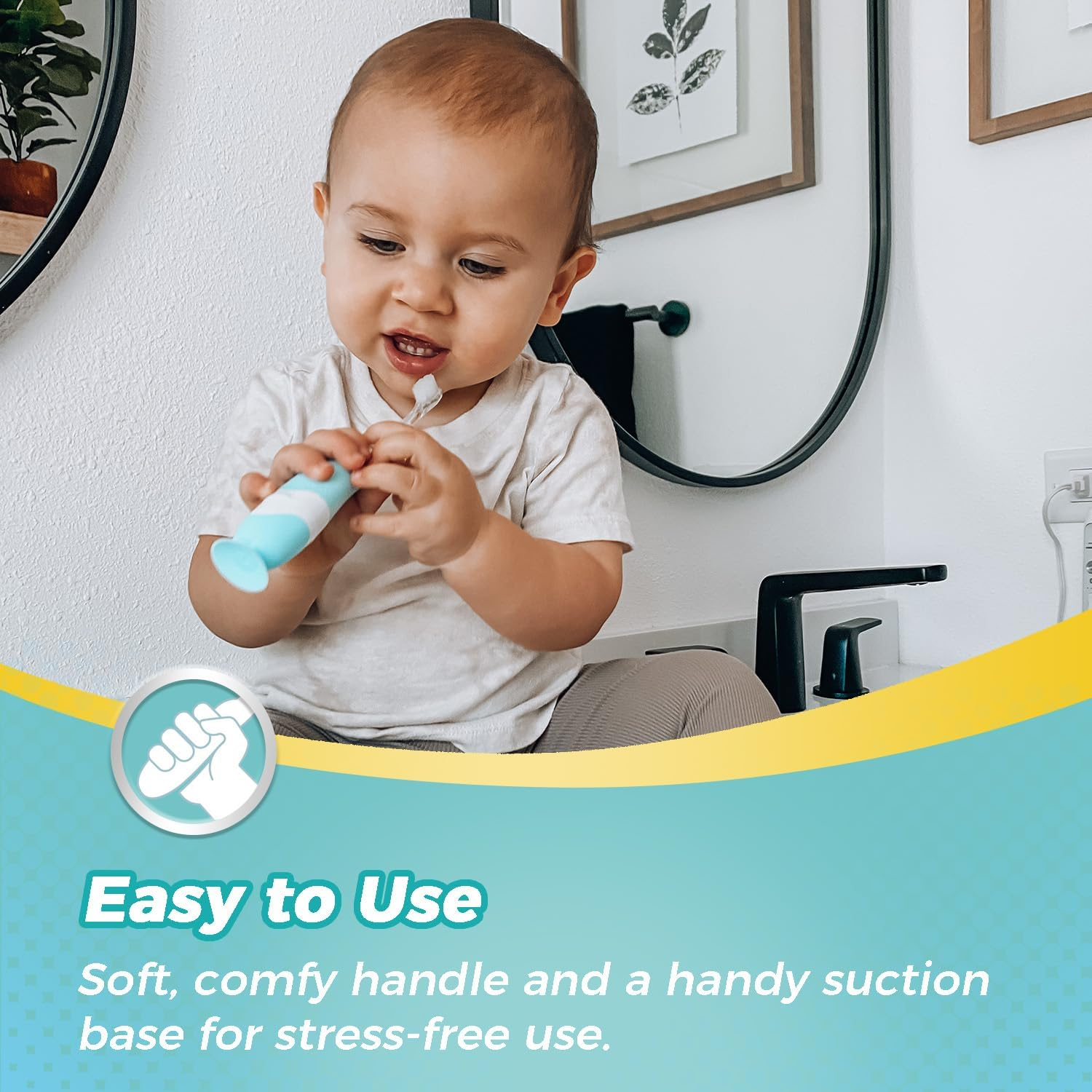 Papablic Toddler Sonic Electric Toothbrush for Ages 1-3 Years, Baby Electric Toothbrush with Cute Dino Cover and Smart LED Timer, 4 Brush Heads (Debby) image number 2