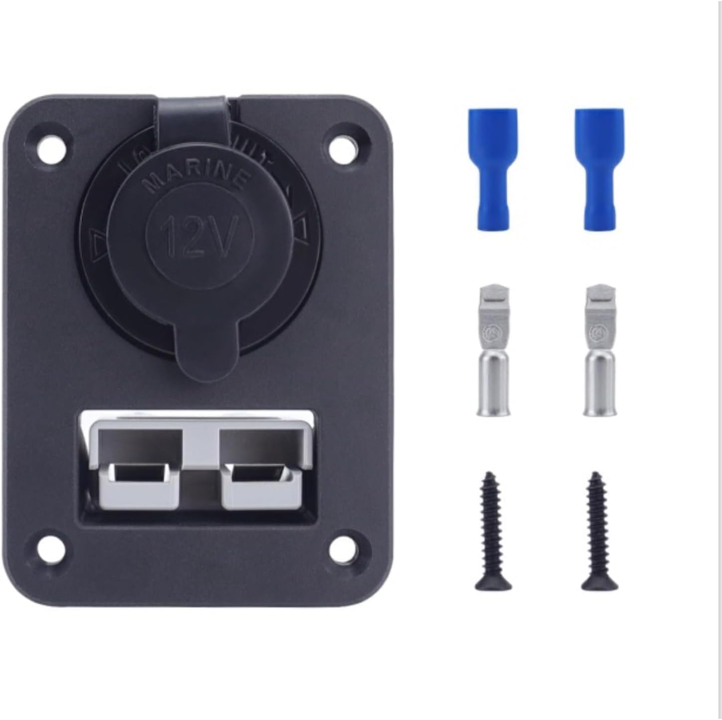 2Pcs 50A Plug Mounting Panel for Anderson SB50 Series Connectors, Anderson Flush Mount Recessed Plate with 12V Power Outlet C-Igarette Lighter Baser for RV Car Boat Marine image number 2