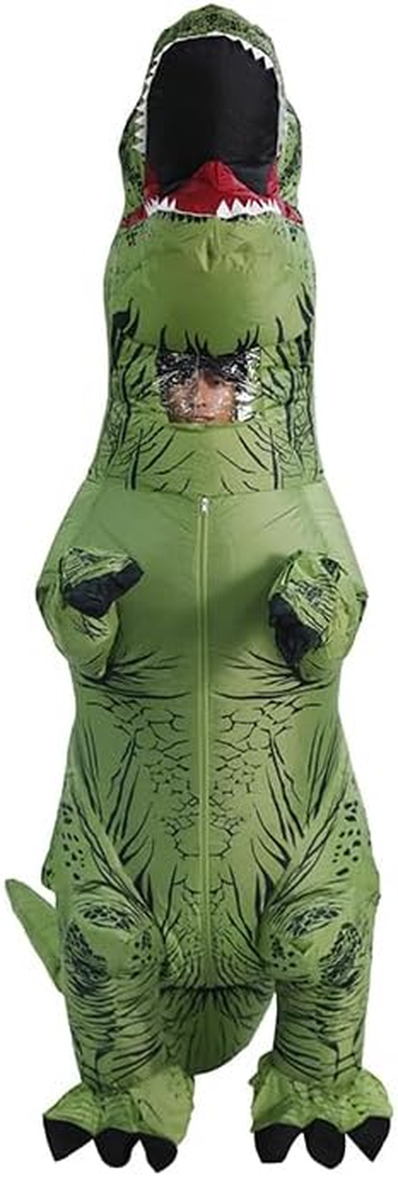 Adults T-Rex Inflatable Costume, Fancy Dinosaur Suit Blow up Jumpsuit Halloween Cosplay Costume and Themed Party - Brown image number 4
