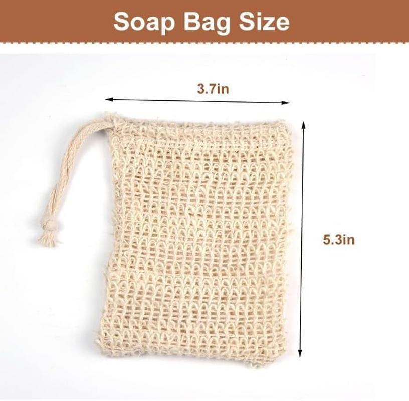 Natural Sisal Soap Saver Bag Zero Waste Mesh Bar Soap Loofah Holder Pouch for Shower (5 Pack Yellow #2)