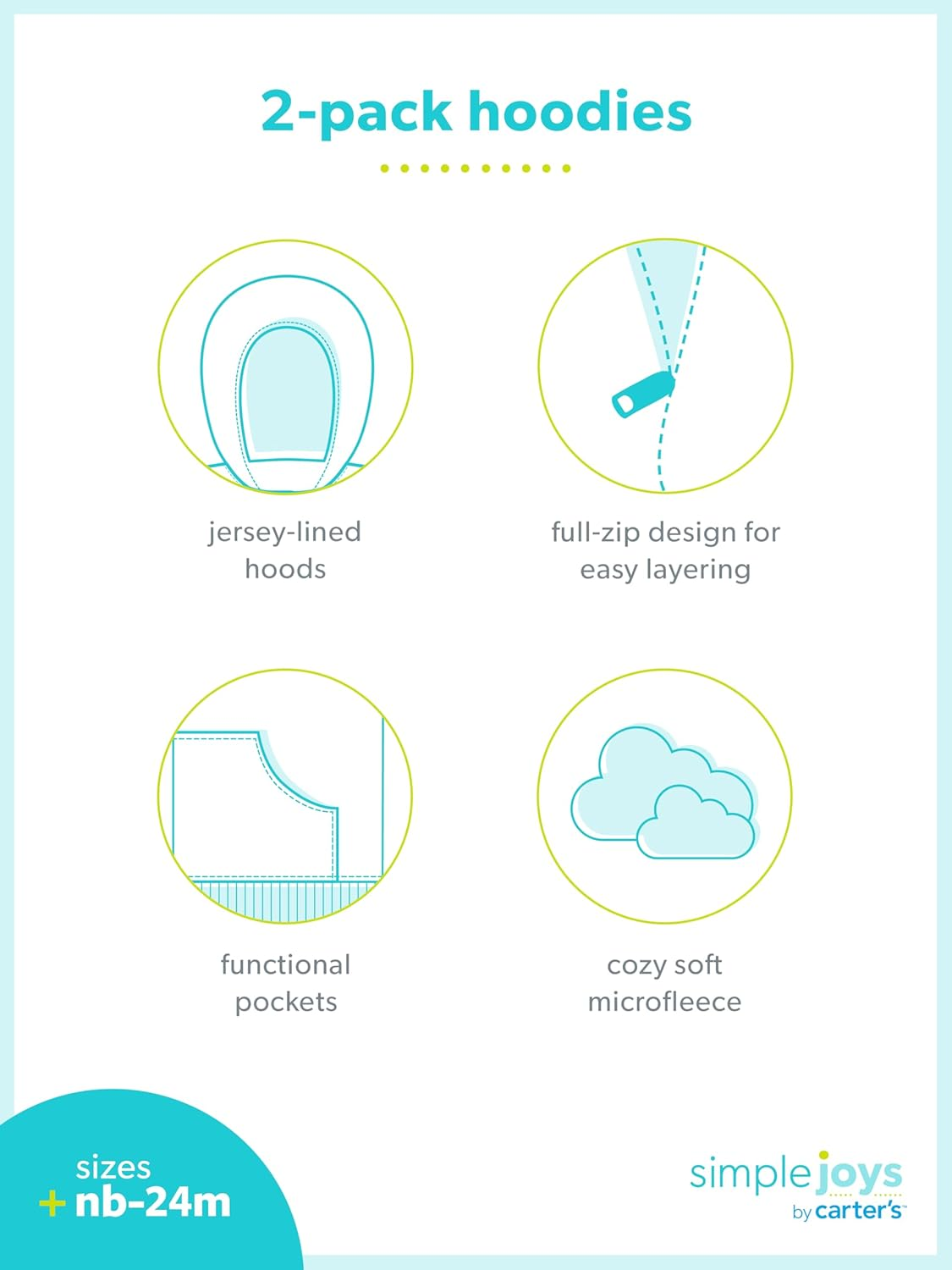 Simple Joys by Carter'S Girls' 2-Pack Fleece Full Zip Hoodies image number 1