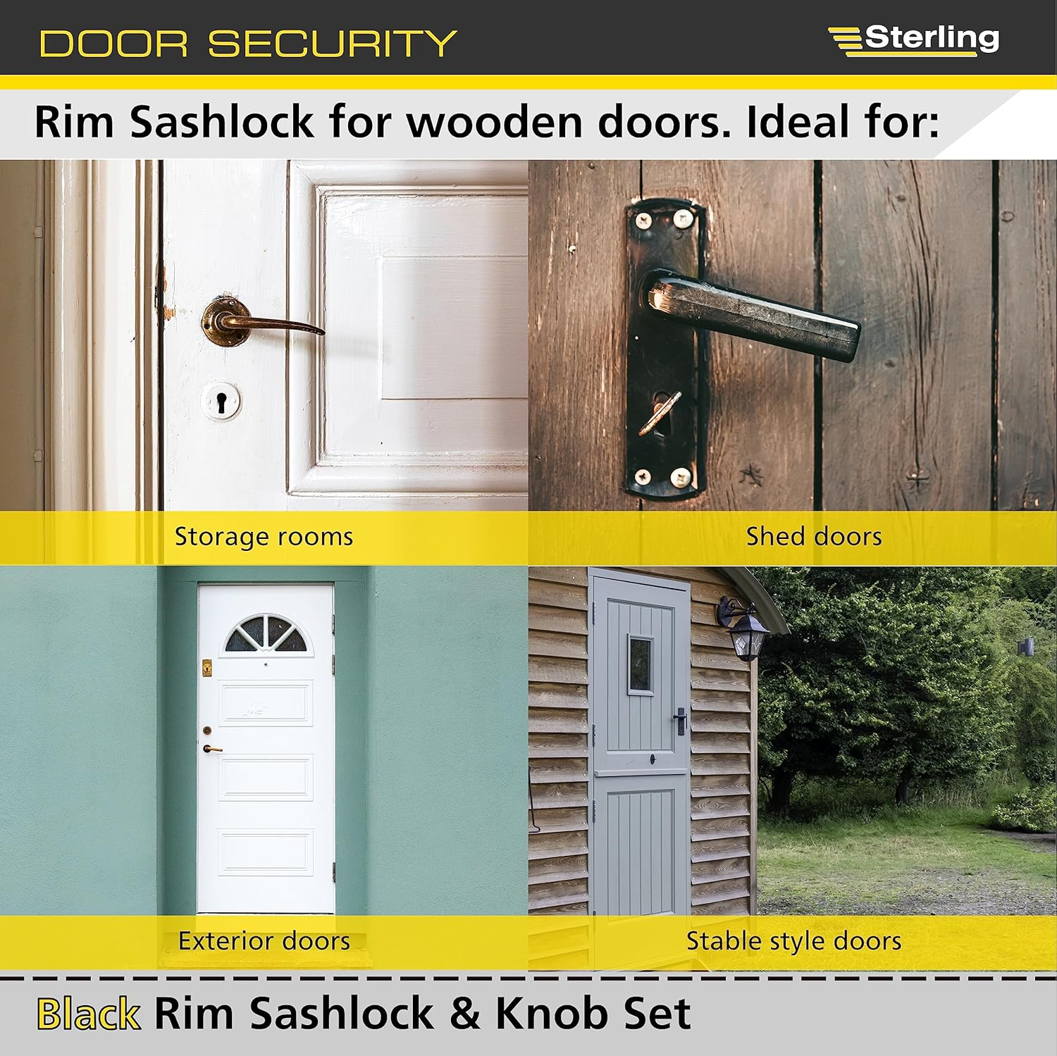 Sterling SRL004KN 152 X 101 Mm Rim Sashlock and Knob Set - Black image number 5