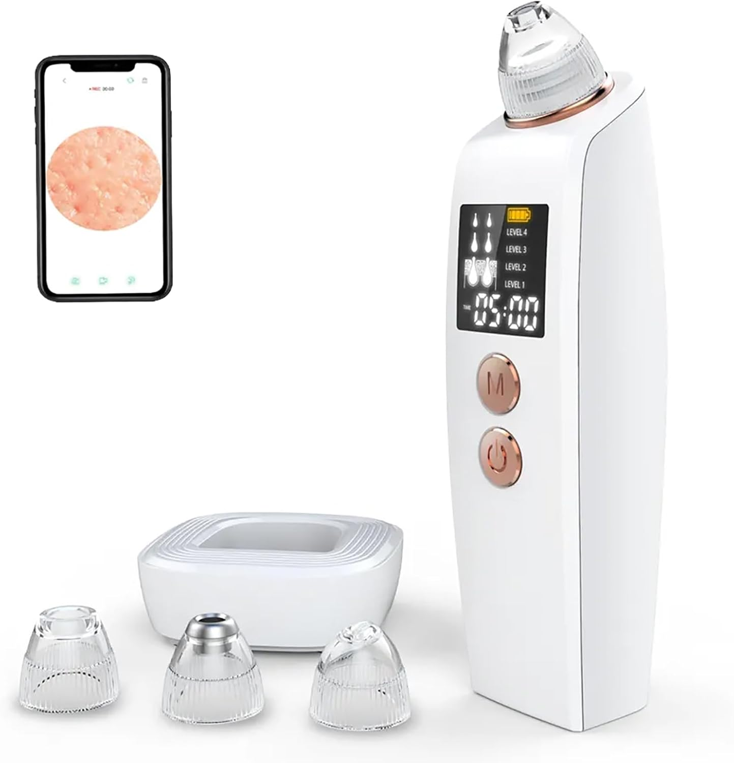 Blackhead Extractor Tool, Blackhead Instrument with 30W HD Camera, Blackhead Remover Pore Vacuum, Connect with Smartphone/4 Suction Power/4 Probes/Real-Time Skin Screen, for Salon Personal Home image number 2