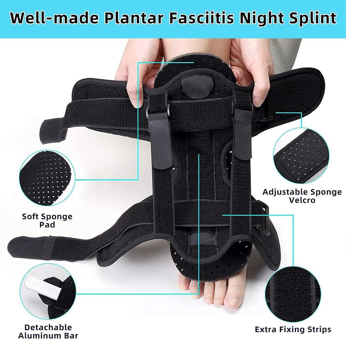 Plantar Fasciitis Night Splint Foot Drop Orthotic Brace Night Time Ankle Splint for Plantar Fasciitis Relieve Foot Pain Foot Brace Leg Support for Unisex for Plantar Fasciitis image number 3