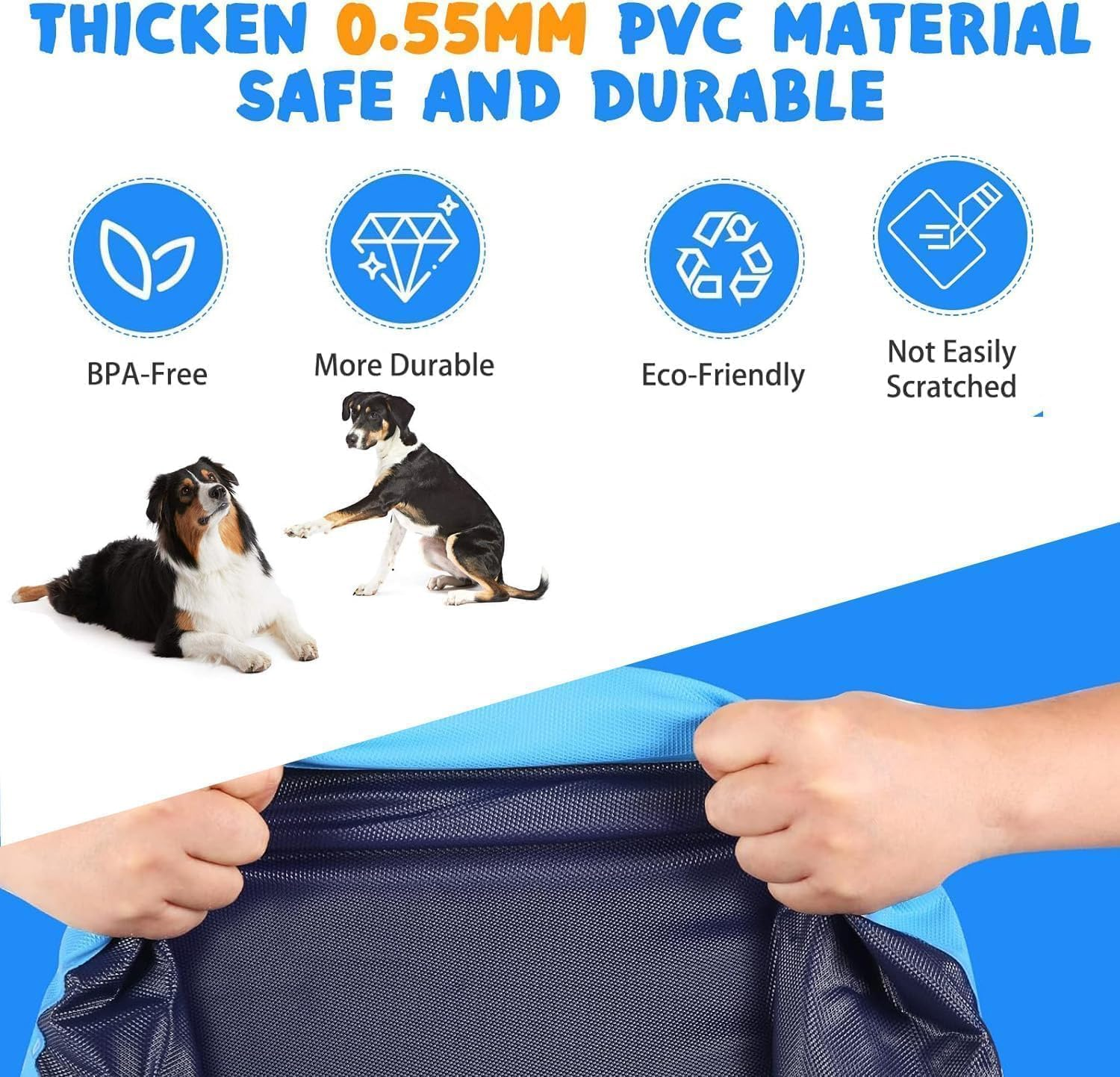 Splash Pad for Kids and Dogs, Non-Slip Sprinkler Pad Thicken Pool Summer Outdoor Water Toys, Backyard Fountain Play Mat for Baby Toddlers Boys Girls Pet(67Inch) image number 4