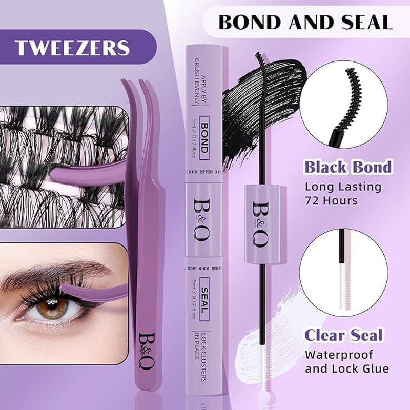 B&Qaugen Lash Extension Kit 280 Pcs 30D+40D 9-16 Mixed Individual Lashes Extension Kit DIY Lash Clusters Kit with Lash Remover and Brush Lash Extension Kit at Home(Mrrkit-30D+40D-9-16Mix) image number 2